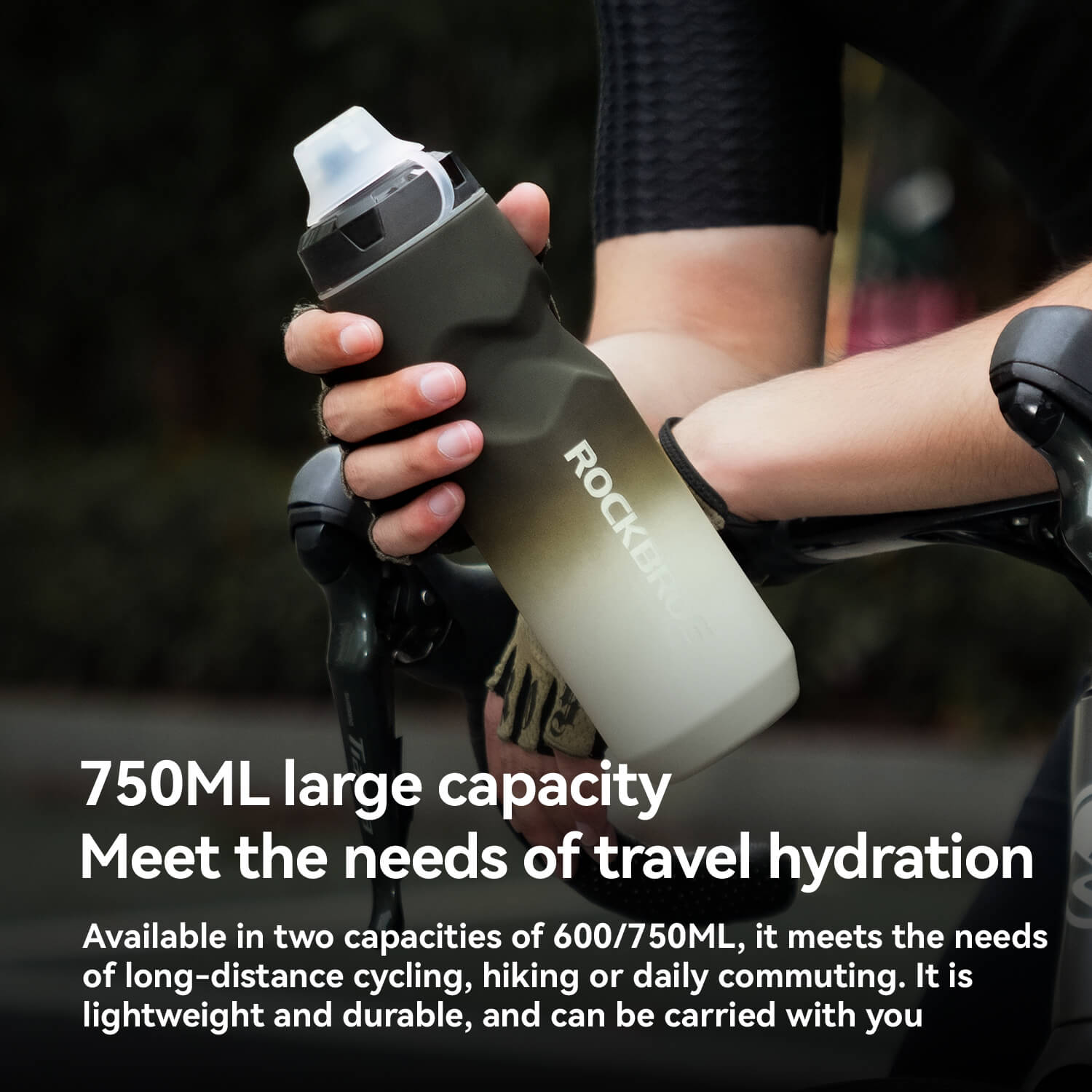 Bike Water Bottle with Soft-Touch Grip & Pull-Top Lid - 600/750ml - OVERLANDERS Outfitter