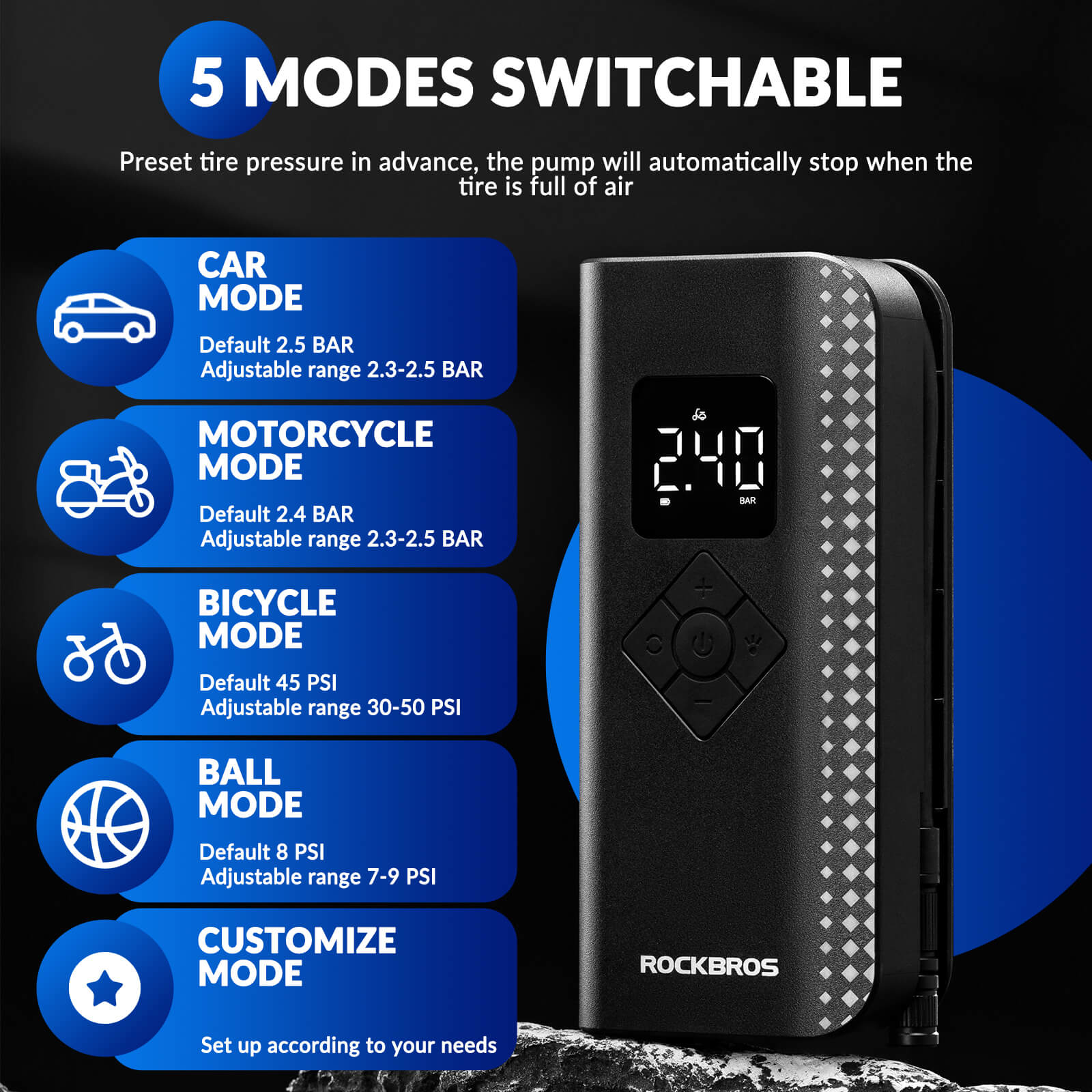 A13 Mini Electric Air Bike Tire Pump 150PSl - OVERLANDERS Outfitter