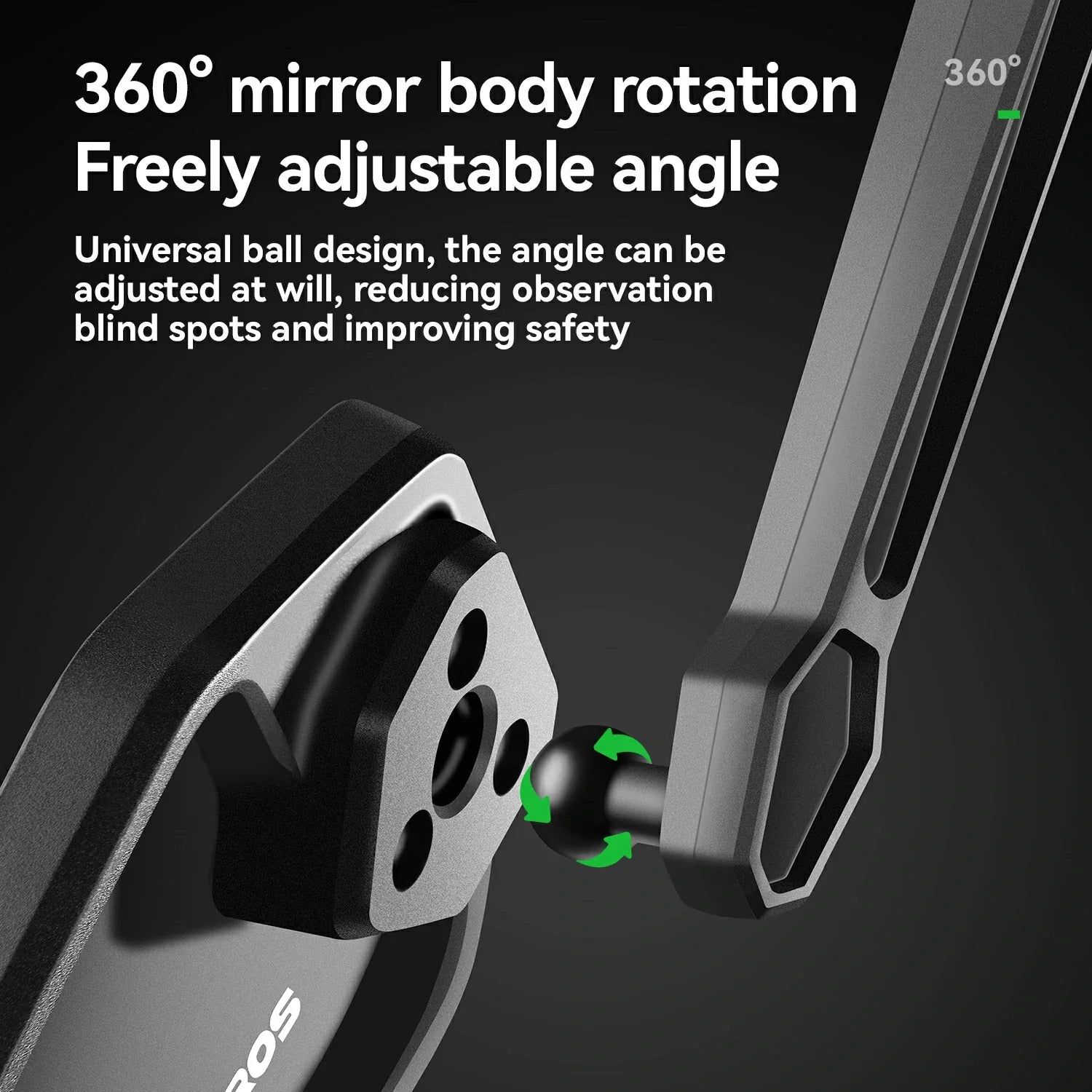 RockBros adjustable handlebar bike rearview mirror with anti-glare glass, showing a clear view of the road behind the bicycle.