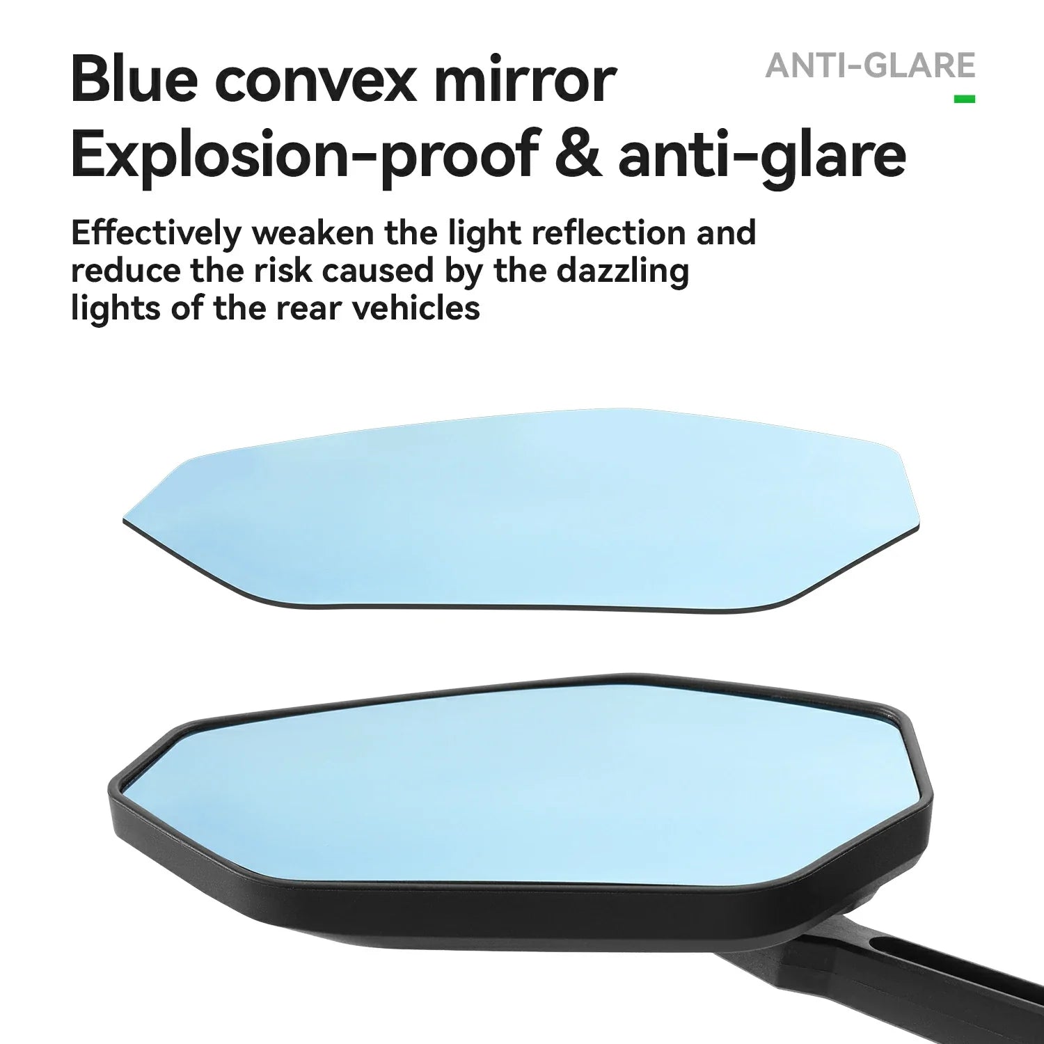 RockBros-US adjustable handlebar bike rearview mirror with anti-glare glass, showing the mirror mounted on a bicycle handlebar.