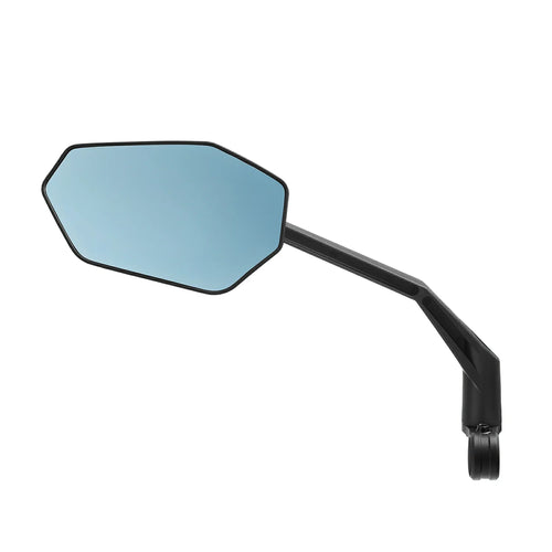 RockBros adjustable handlebar bike rearview mirror with anti-glare glass showing the mirror mounted on a bike handlebar.
