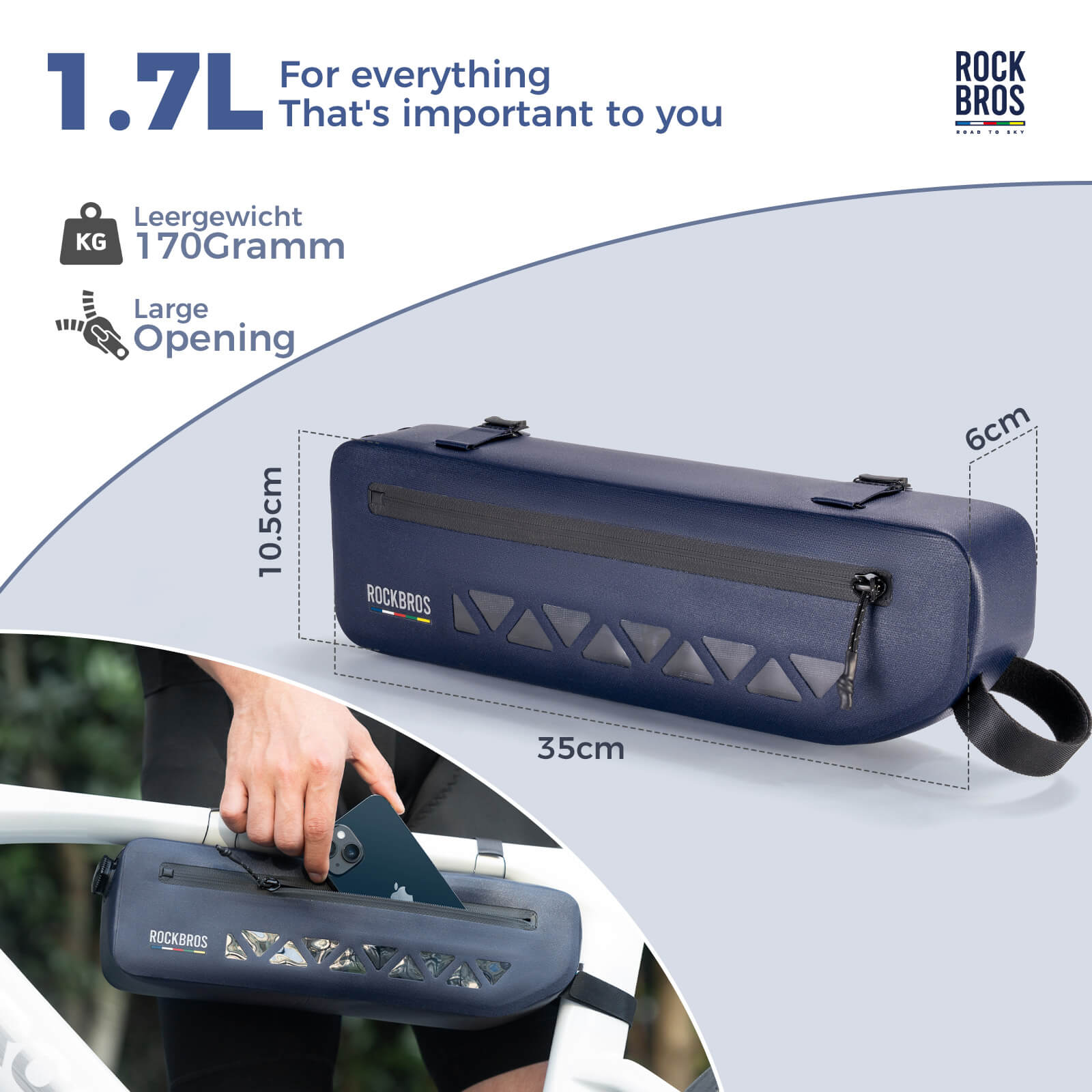 Road To Sky Bike Frame Bag 100% Waterproof 1.7L - OVERLANDERS Outfitter