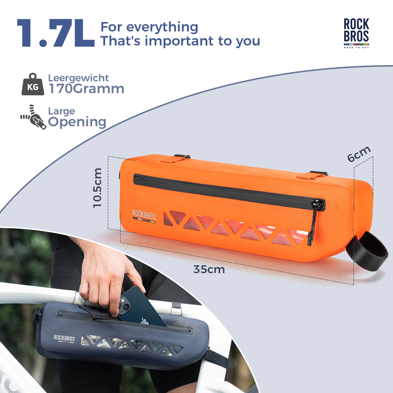Road To Sky Bike Frame Bag 100% Waterproof 1.7L - OVERLANDERS Outfitter