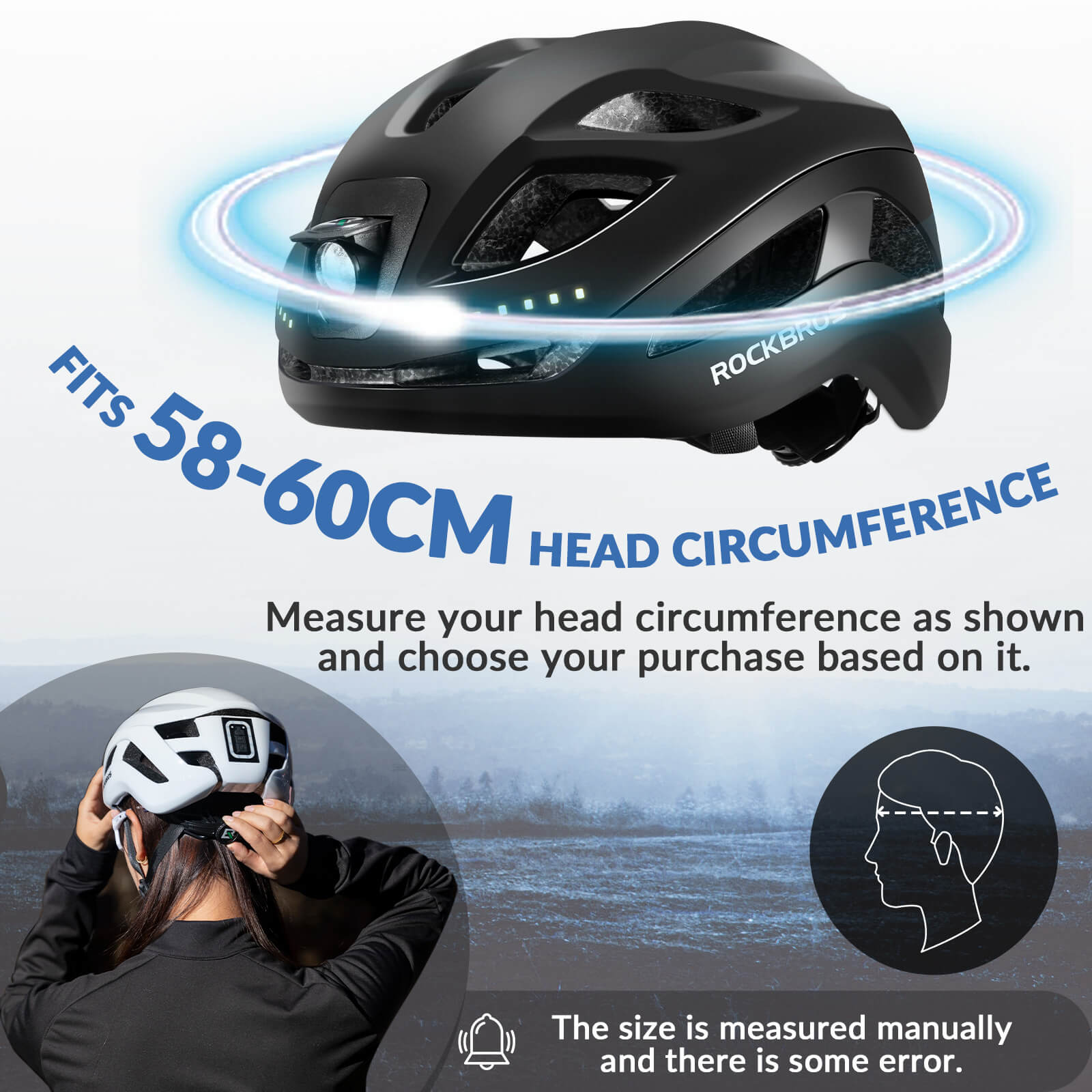 Bike Helmet with LED Front and Rear Light - OVERLANDERS Outfitter