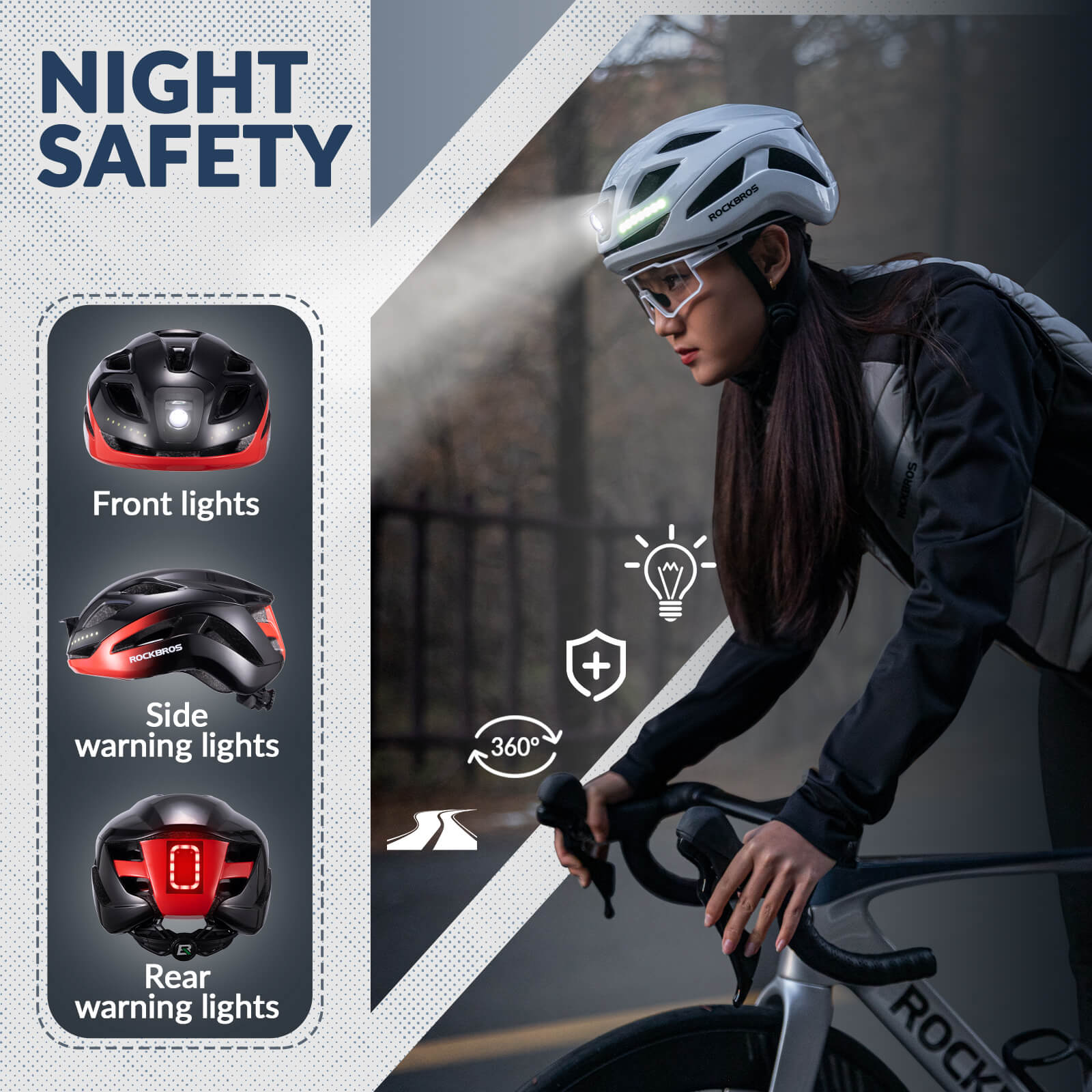 Bike Helmet with LED Front and Rear Light - OVERLANDERS Outfitter