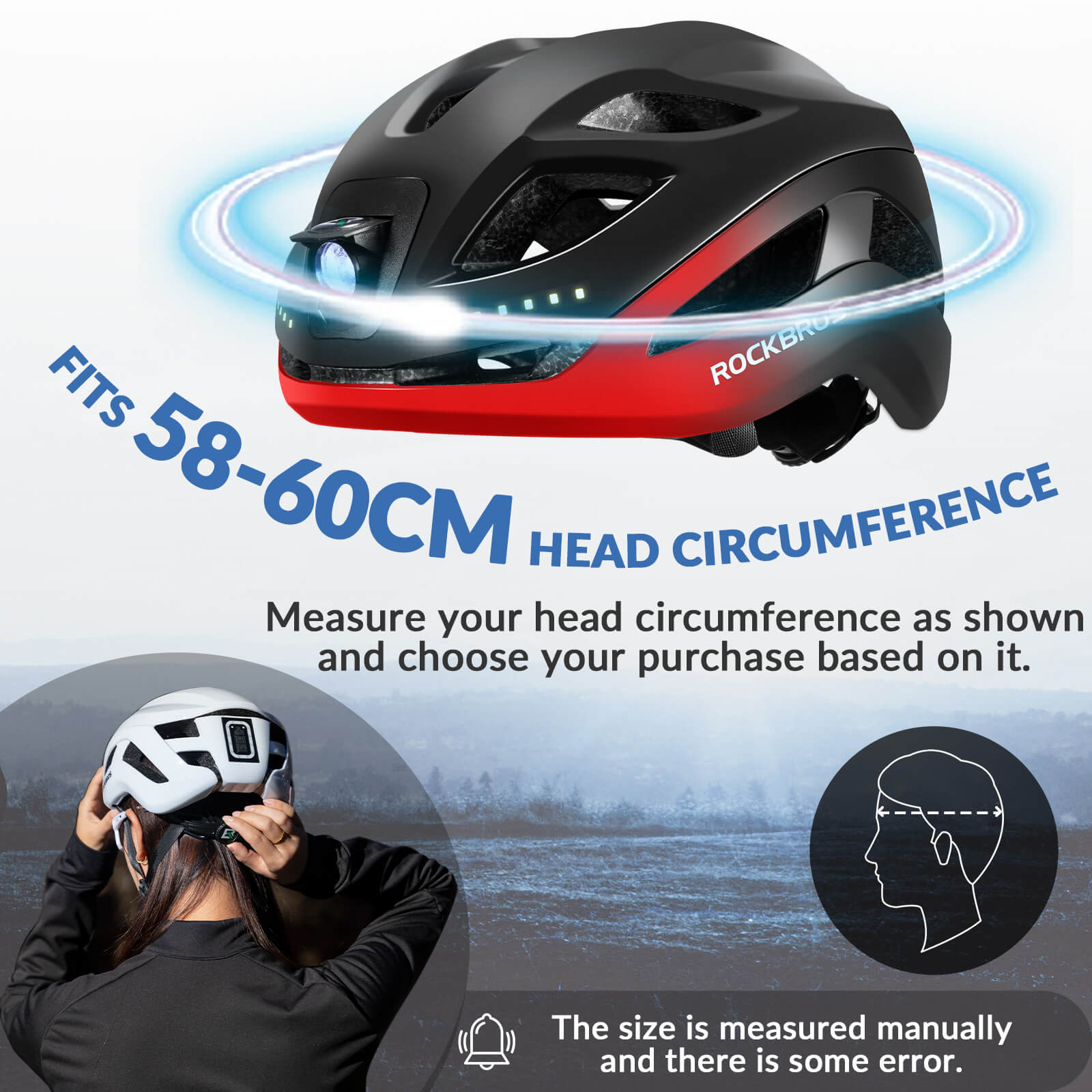 Bike Helmet with LED Front and Rear Light - OVERLANDERS Outfitter