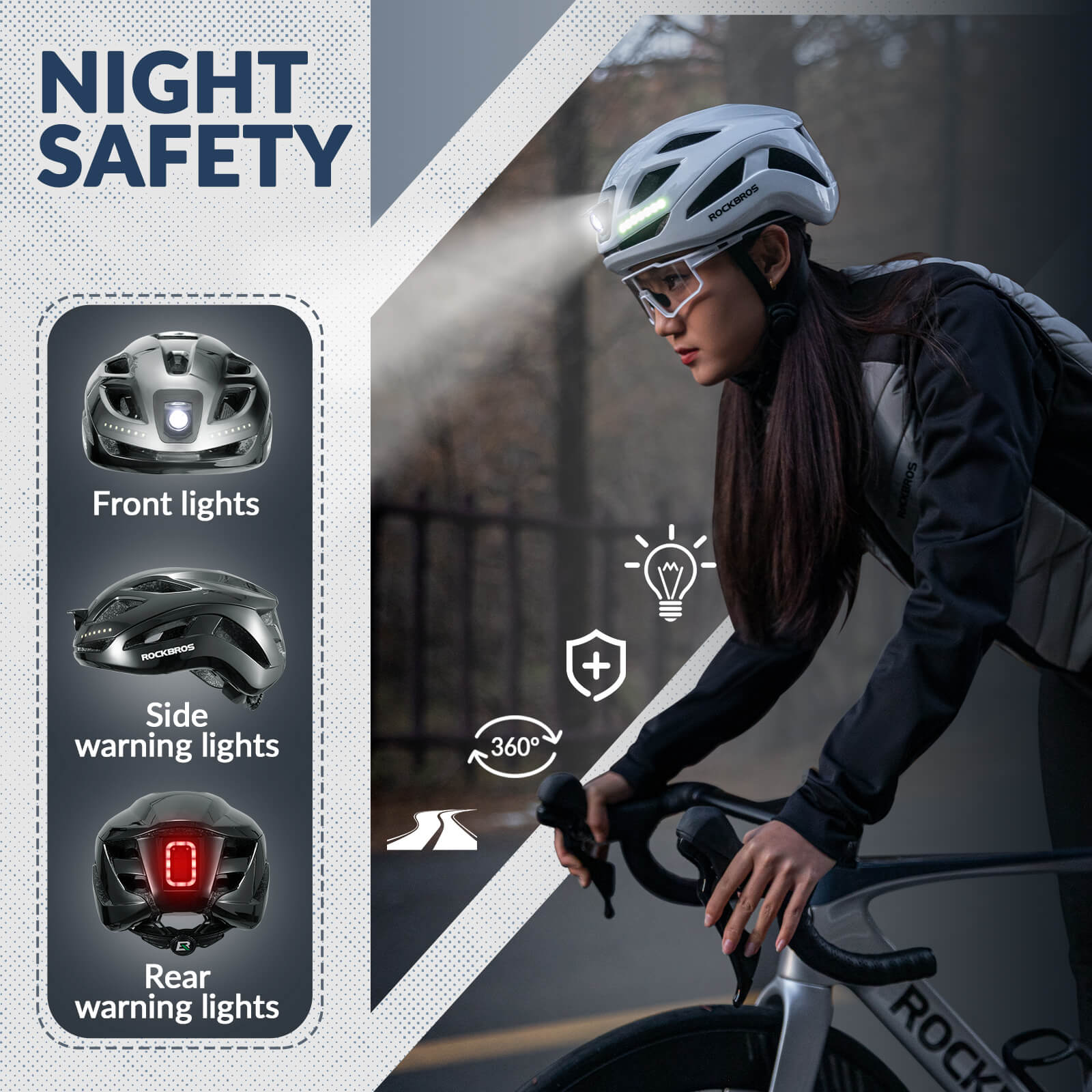 Bike Helmet with LED Front and Rear Light - OVERLANDERS Outfitter