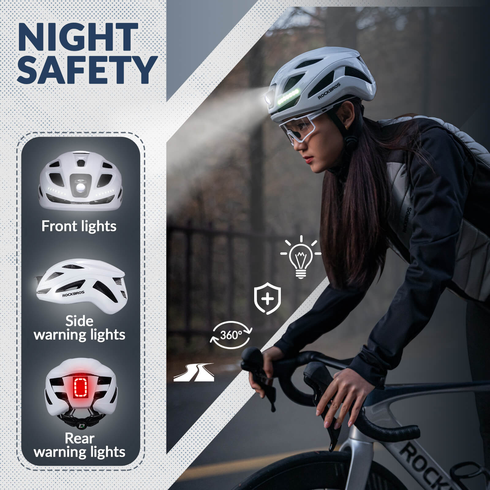 Bike Helmet with LED Front and Rear Light - OVERLANDERS Outfitter