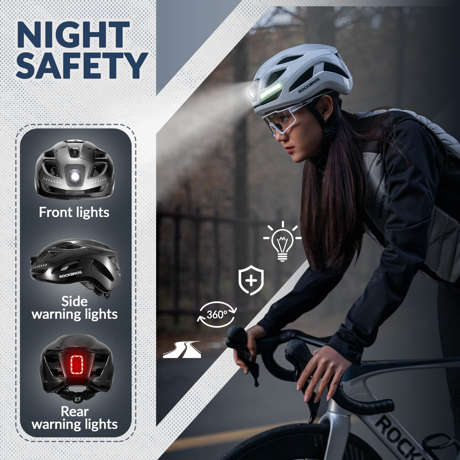 Bike Helmet with LED Front and Rear Light - OVERLANDERS Outfitter
