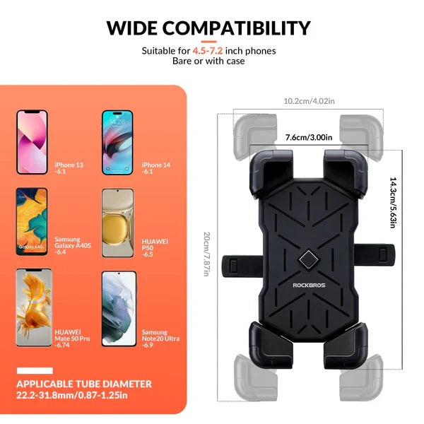ROCKBROS Bike Phone Holder Mount Clamp 360 Rotatable Motorcycle Mount - OVERLANDERS Outfitter