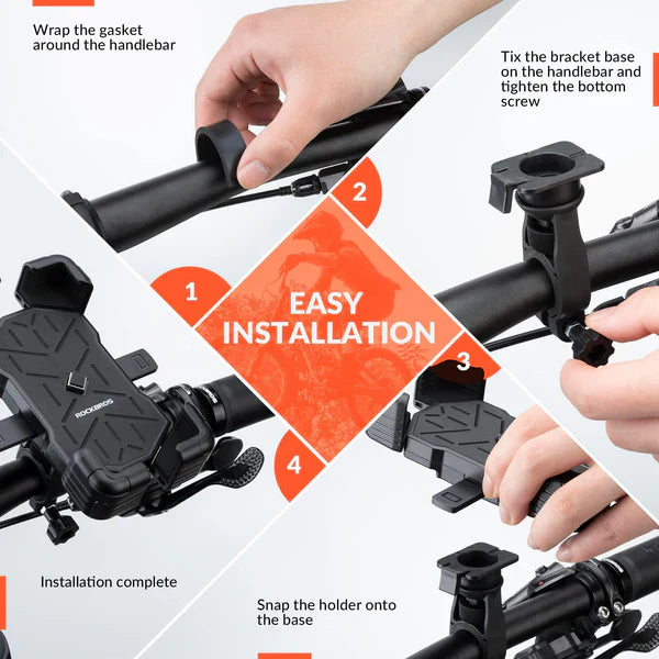 ROCKBROS Bike Phone Holder Mount Clamp 360 Rotatable Motorcycle Mount - OVERLANDERS Outfitter