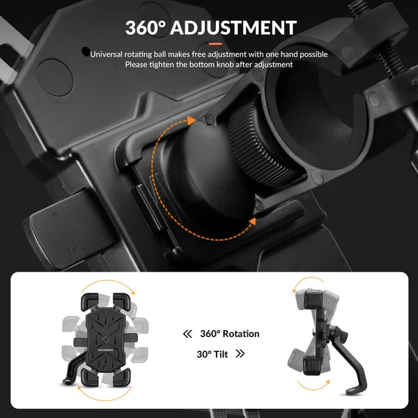 ROCKBROS Bike Phone Holder Mount Clamp 360 Rotatable Motorcycle Mount - OVERLANDERS Outfitter
