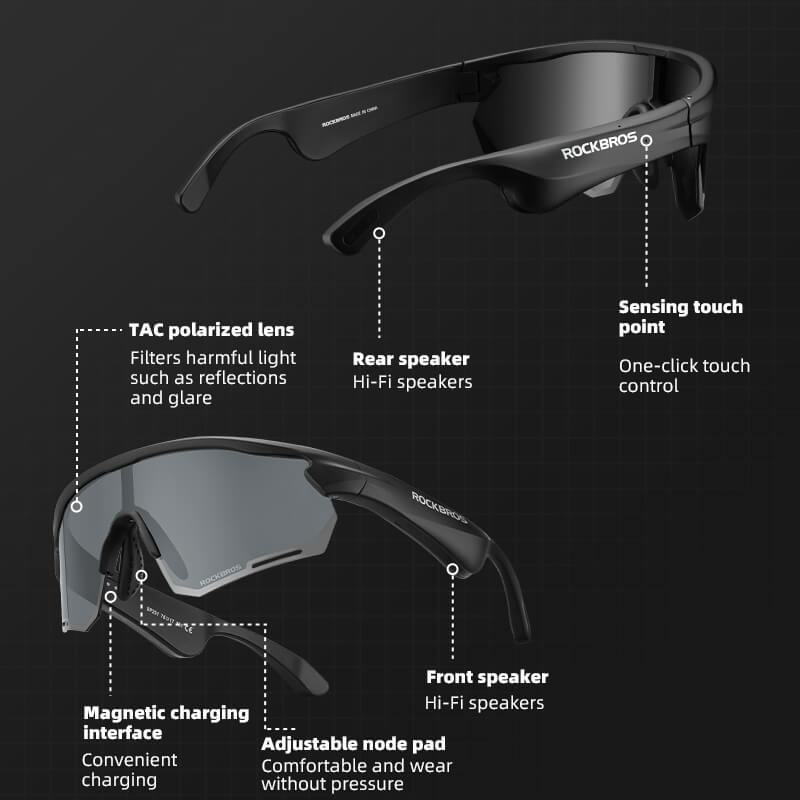 ROCKBROS Bluetooth Cycling Sunglasses Polarized Smart Glasses - OVERLANDERS Outfitter