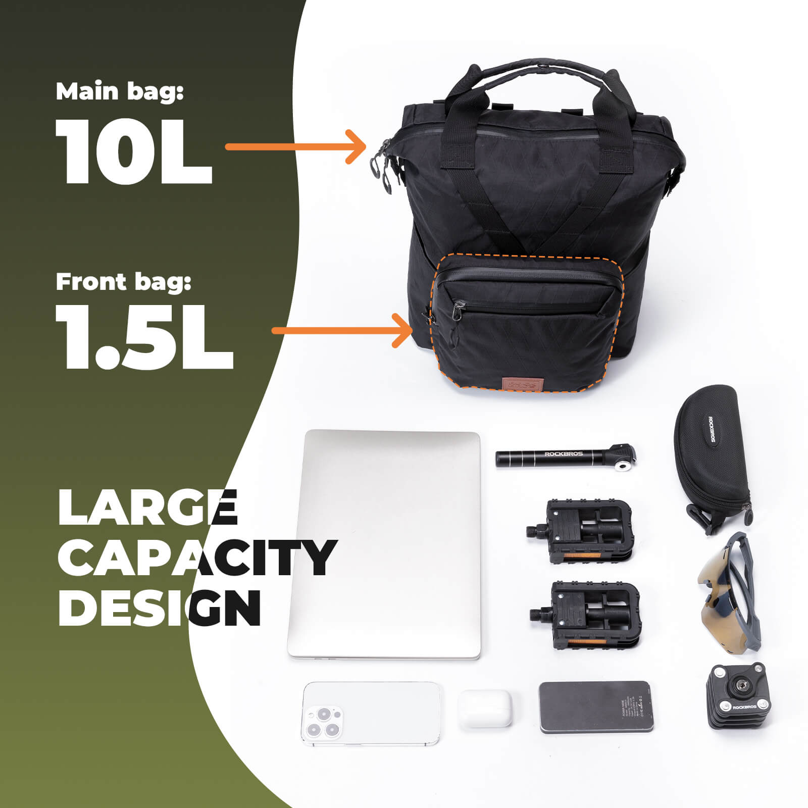 Folding Bike Handlebar Bag Backpack - 11.5L - OVERLANDERS Outfitter