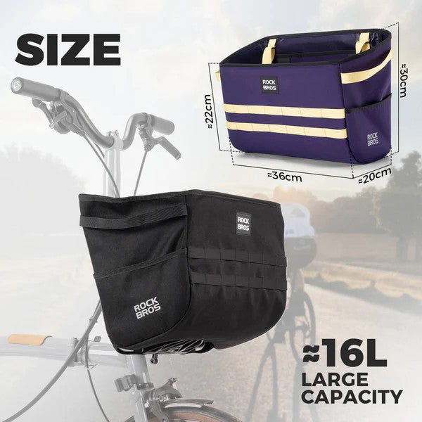 Folding Bike Handlebar Bag Basket Bag - 16L - OVERLANDERS Outfitter