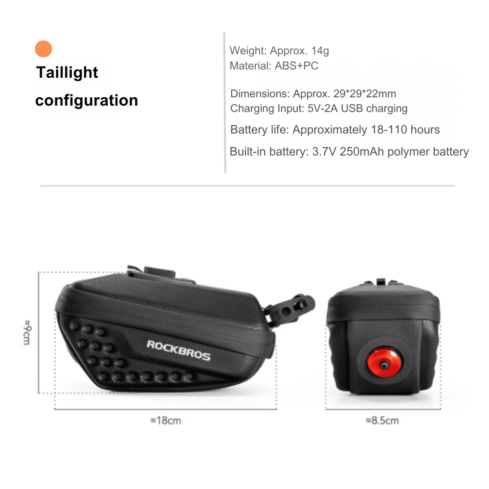 Hard Shell Bike Saddle Bag with Rear Light-0.45L - OVERLANDERS Outfitter