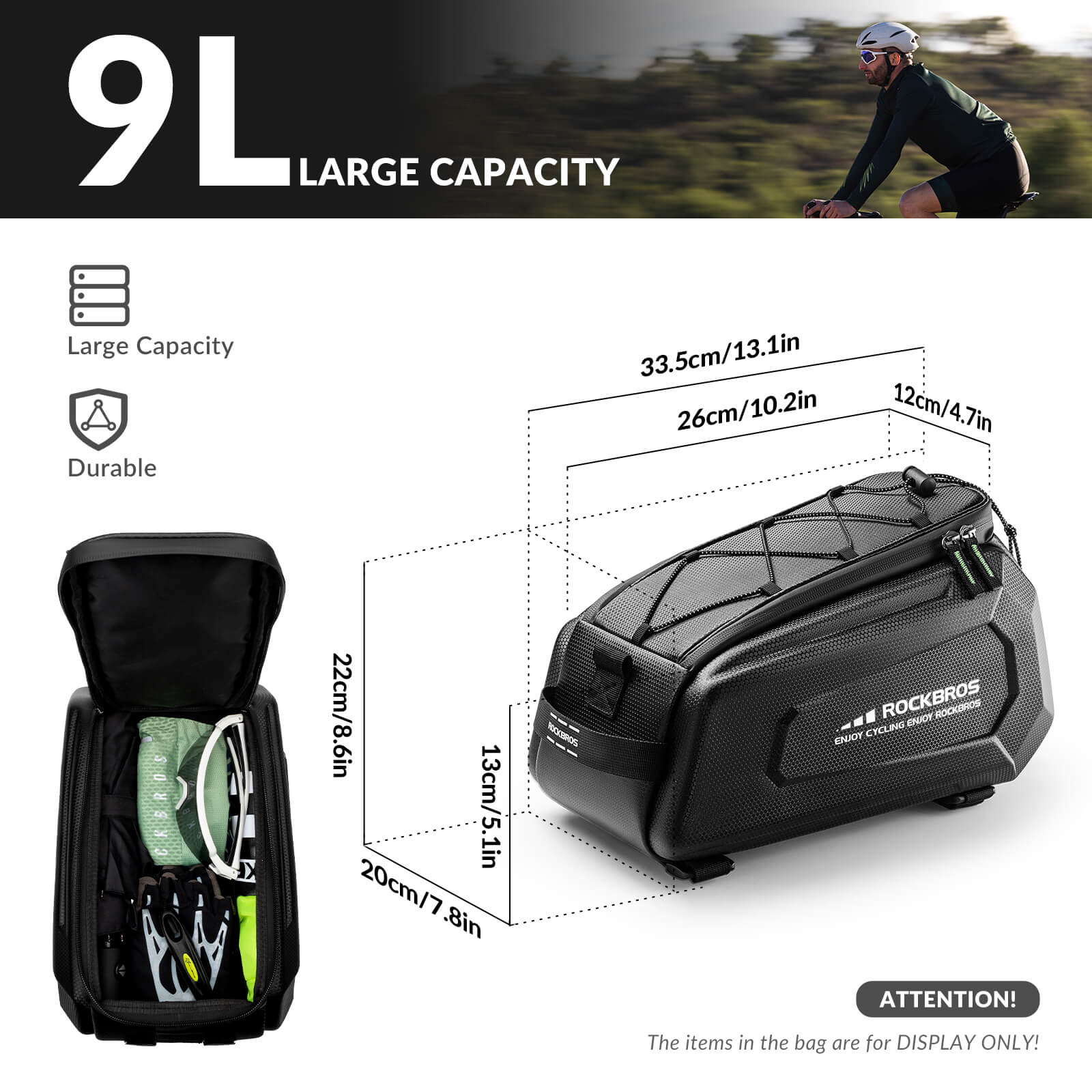 Hard Shell Bike Trunk Bag for Rear Rack - 9L - OVERLANDERS Outfitter