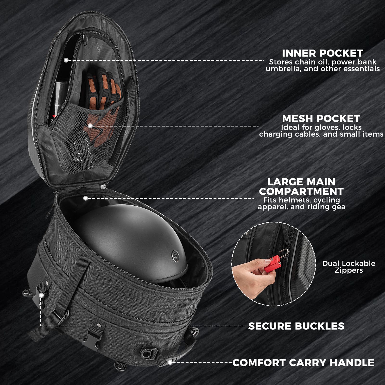 Hard Shell Motorcycle Rear Seat Bag - OVERLANDERS Outfitter