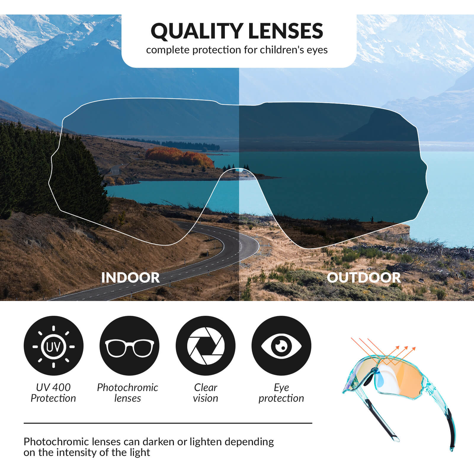 Kids Photochromic Cycling Sunglasses - OVERLANDERS Outfitter