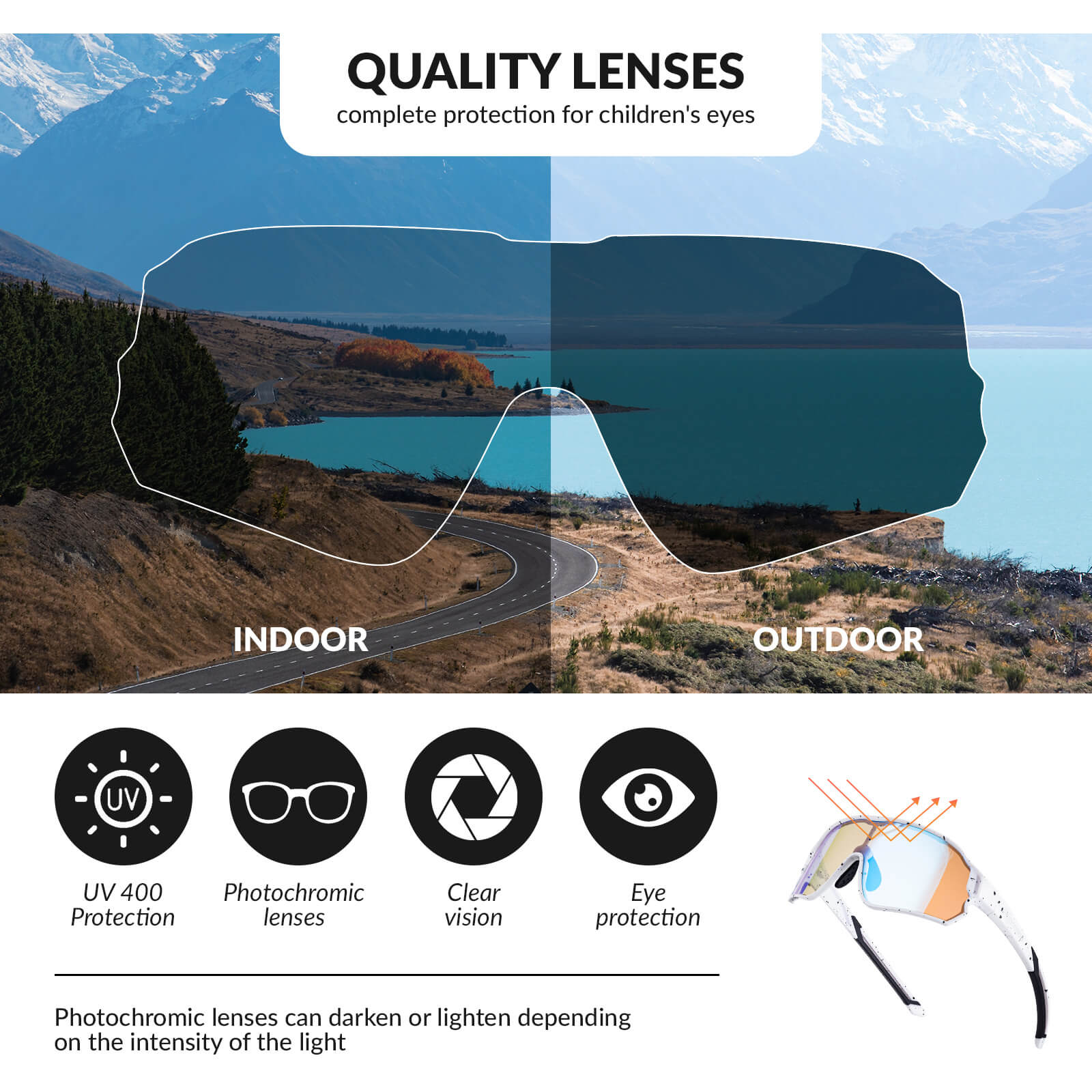 Kids Photochromic Cycling Sunglasses - OVERLANDERS Outfitter