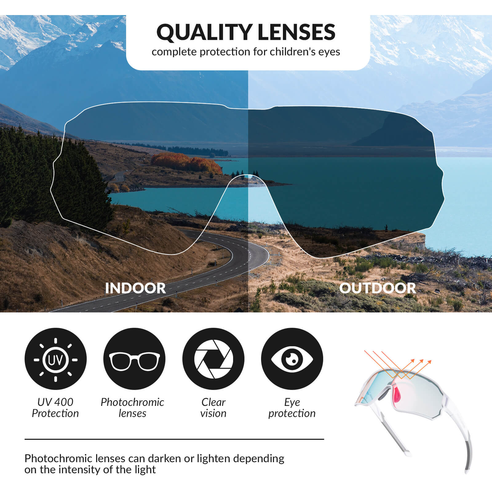 Kids Photochromic Cycling Sunglasses - OVERLANDERS Outfitter