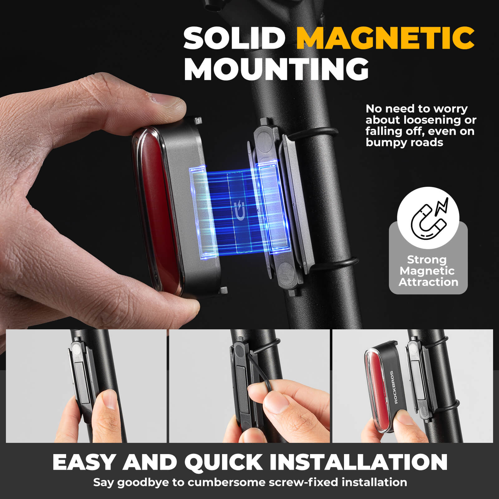 ROCKBROS Magnetic Bike Tail Light Smart Brake Light Bike Waterproof - OVERLANDERS Outfitter