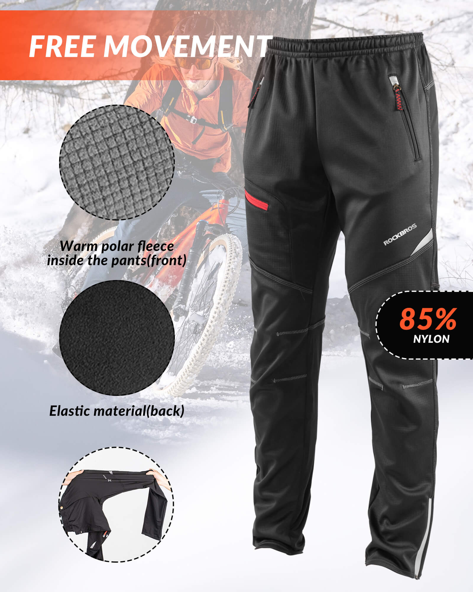 Men's Thermal Fleece Windproof Cycling Pants - OVERLANDERS Outfitter