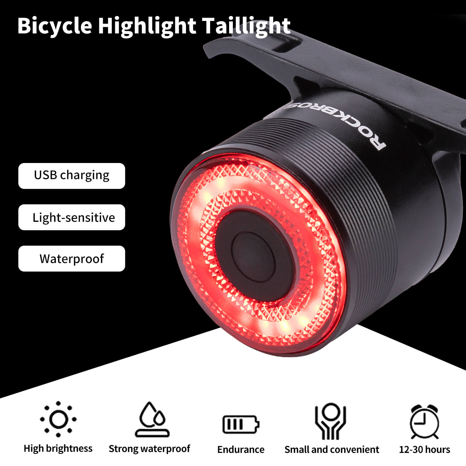 ROCKBROS Q3 Bike Tail Light Intelligent Light Sensor - OVERLANDERS Outfitter