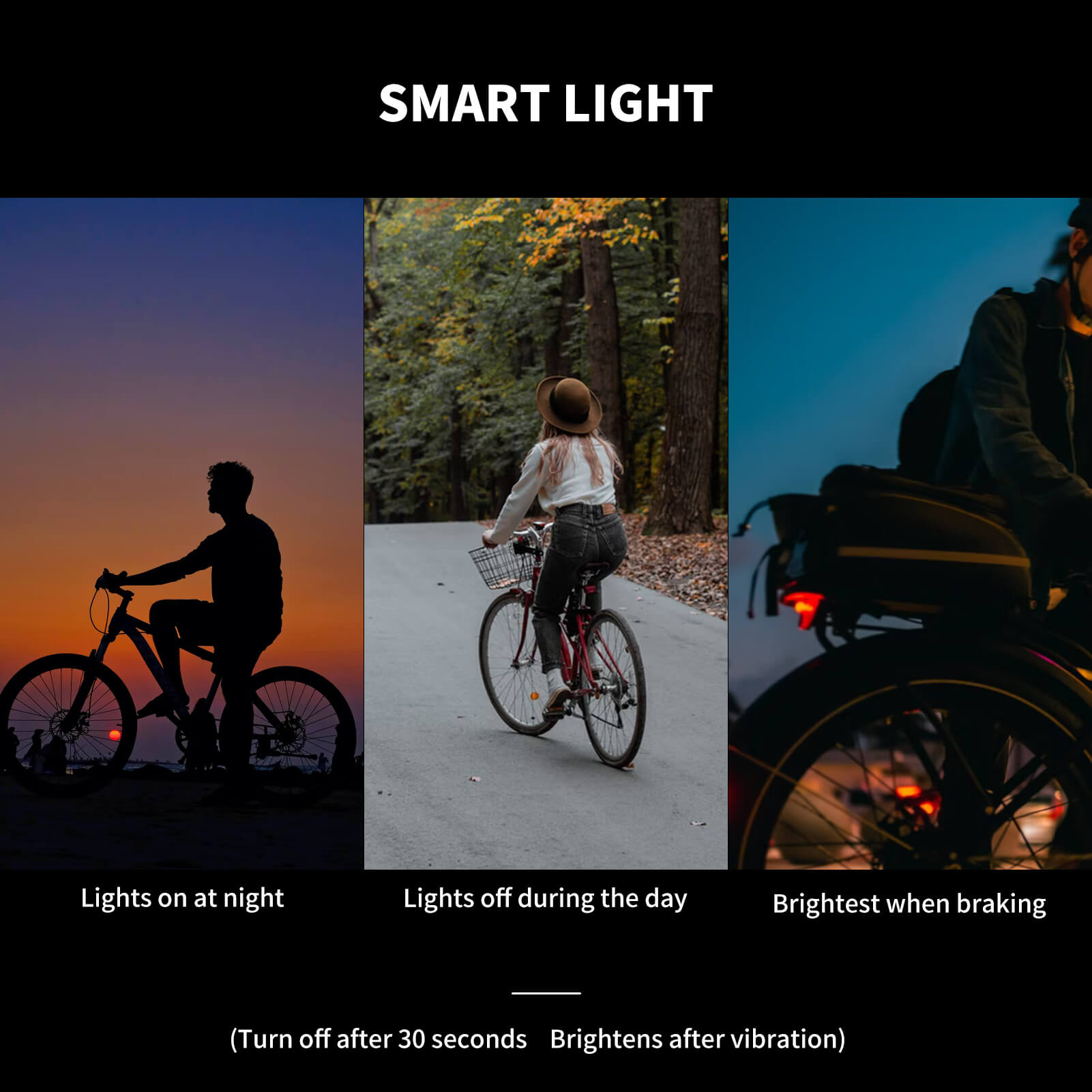 ROCKBROS Q3 Bike Tail Light Intelligent Light Sensor - OVERLANDERS Outfitter