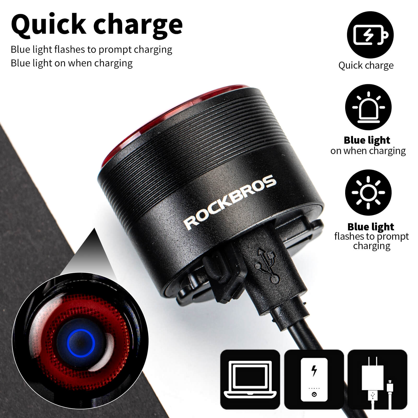 ROCKBROS Q3 Bike Tail Light Intelligent Light Sensor - OVERLANDERS Outfitter