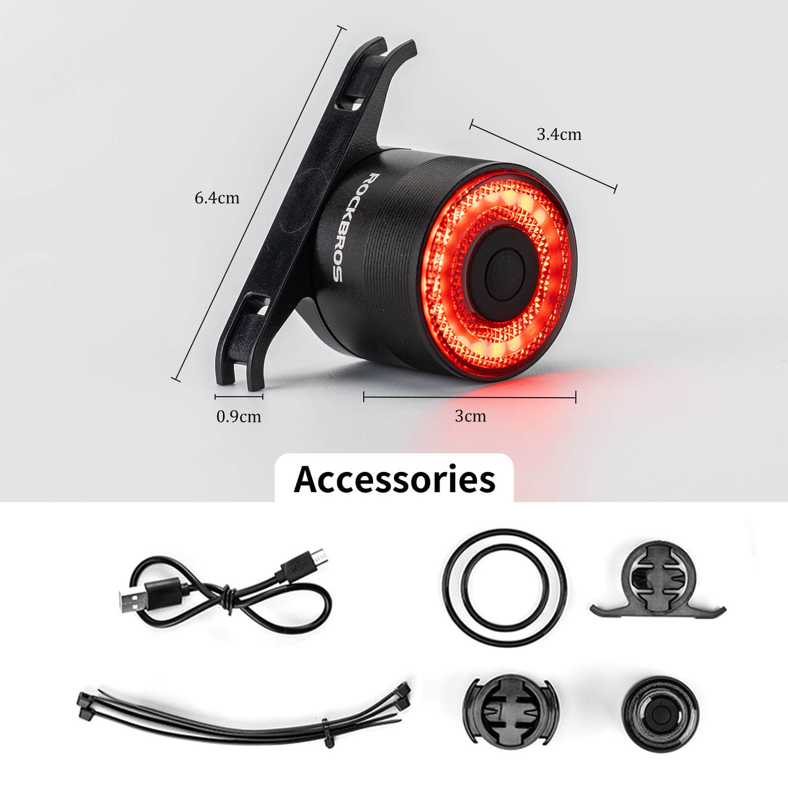 ROCKBROS Q3 Bike Tail Light Intelligent Light Sensor - OVERLANDERS Outfitter