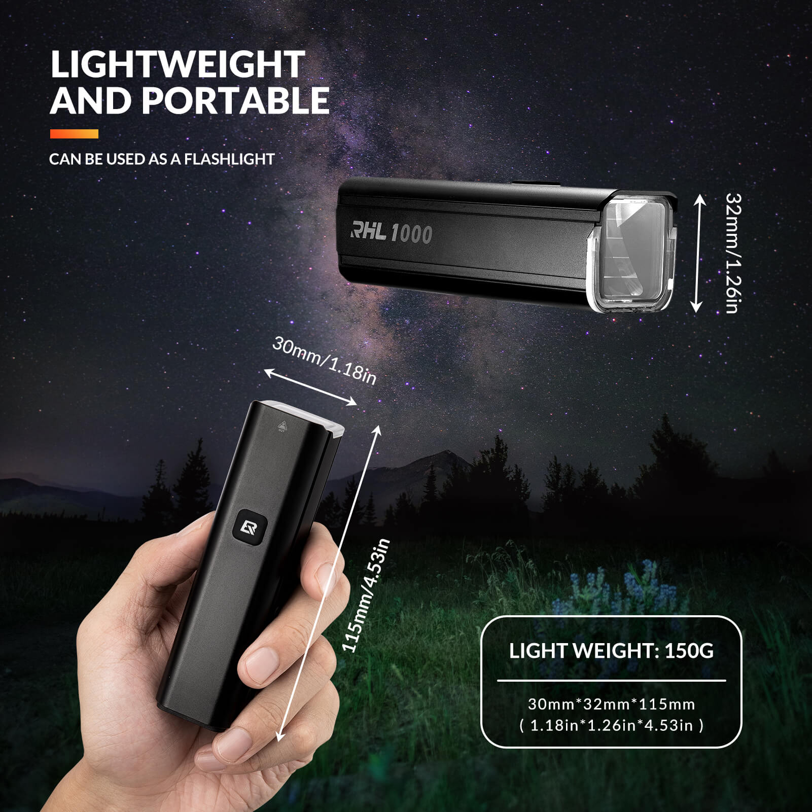 RHL1000 Bike Front Light Waterproof Bike Light - OVERLANDERS Outfitter
