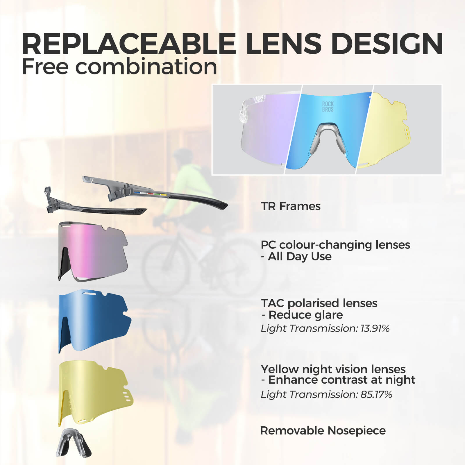ROAD TO SKY BOUNDLESS Photochromic Cycling Glasses 3 Lens Set - OVERLANDERS Outfitter