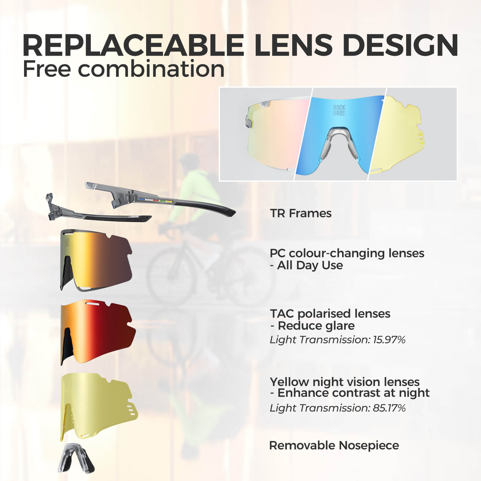 ROAD TO SKY BOUNDLESS Photochromic Cycling Glasses 3 Lens Set - OVERLANDERS Outfitter