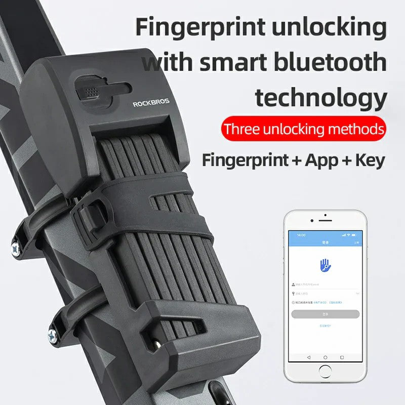 Foldable Smart Bike Lock with Fingerprint Unlock - OVERLANDERS Outfitter