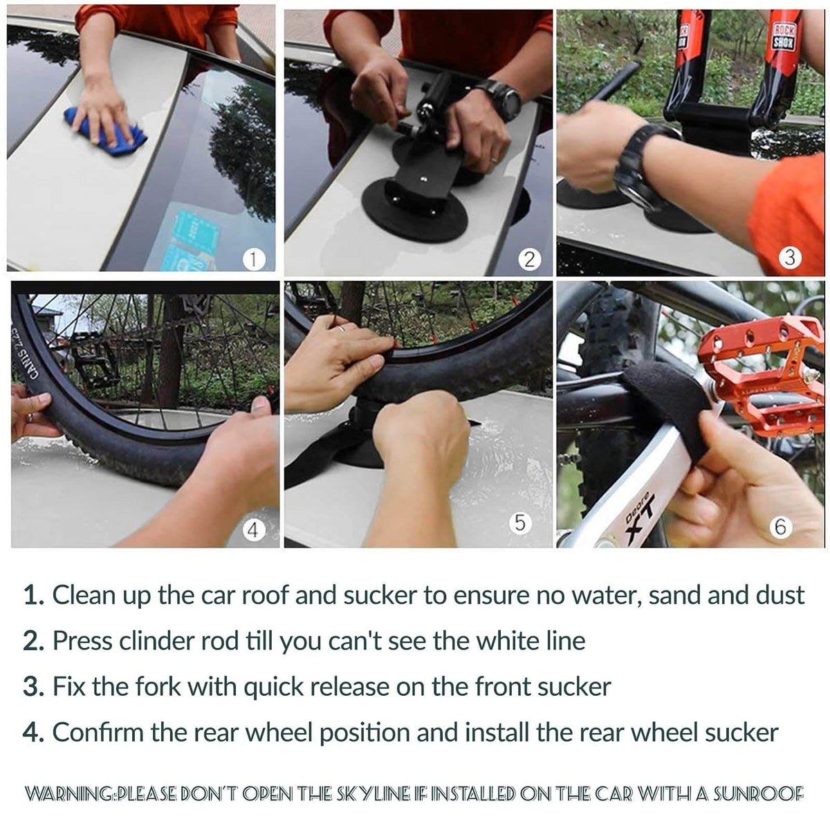 Suction Cup Bike Rack for Car Roof Quick Release Roof Mounted Carrier - OVERLANDERS Outfitter