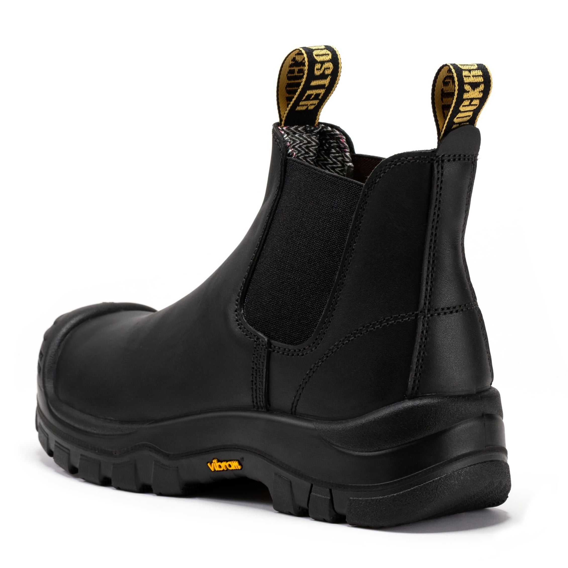 Black Rock Rooster Beaufort men's 6-inch composite toe pull-on leather work boots, featuring sturdy construction and safety toe design.