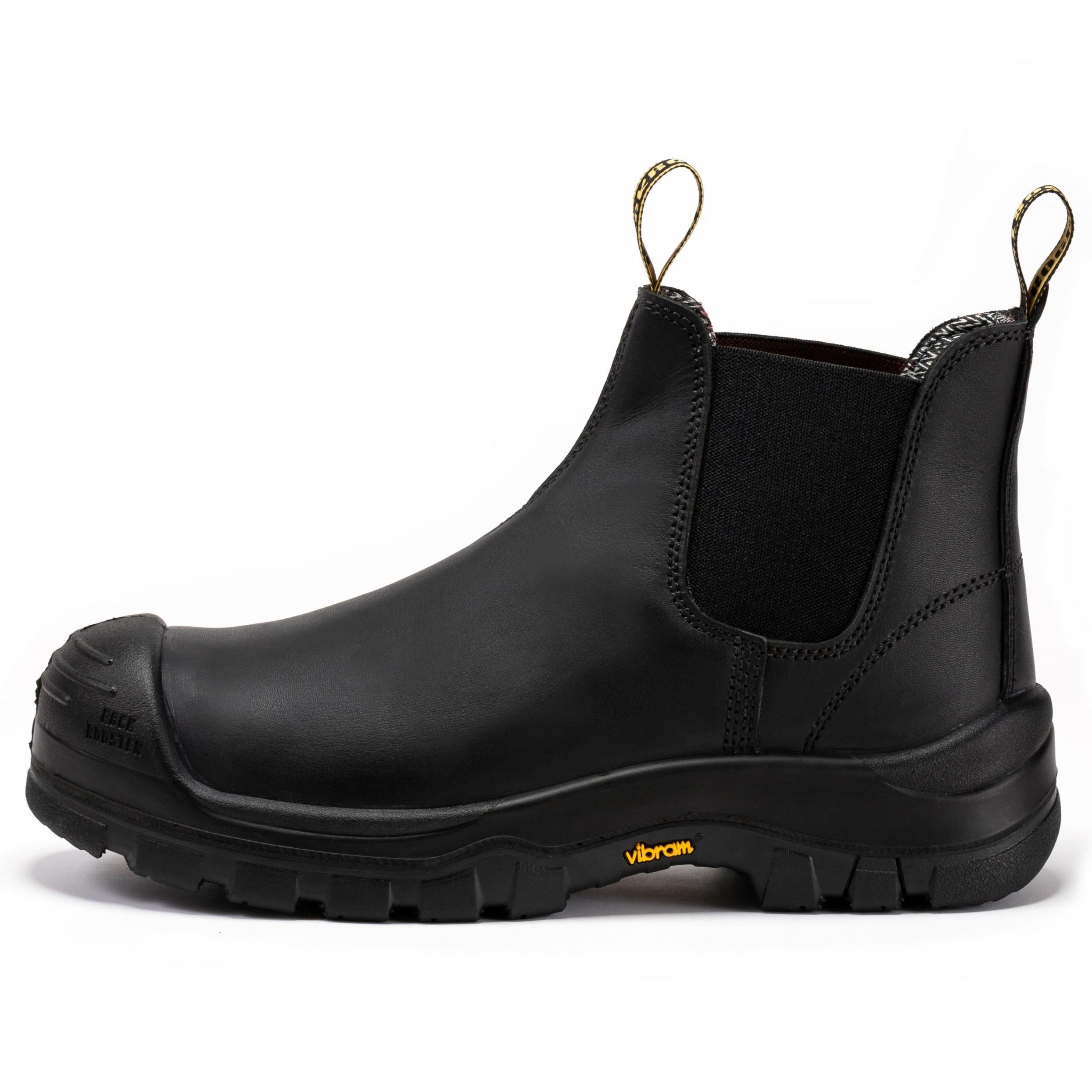 Black Rock Rooster Beaufort men's 6-inch composite toe pull-on leather work boots, sturdy and durable for industrial use.