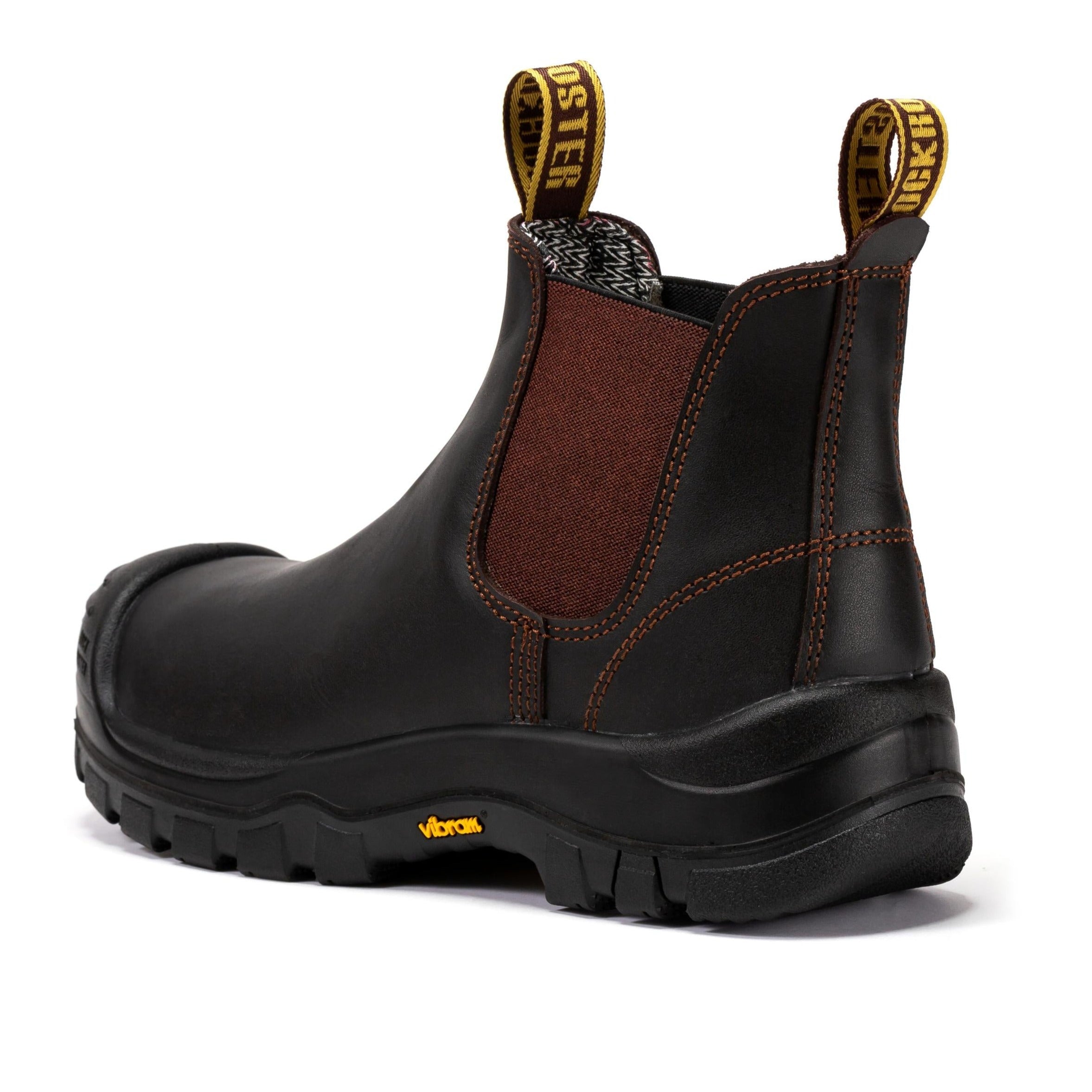 RockRooster Beaufort men's dark brown 6-inch composite toe pull-on leather work boots with sturdy design and rugged outsole.
