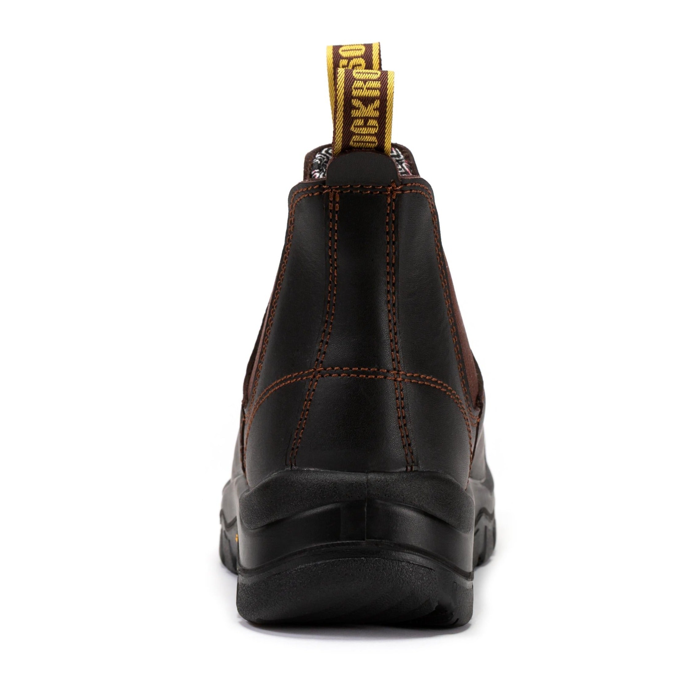 Dark brown Rock Rooster Beaufort men's 6-inch composite toe leather work boots with pull-on design and sturdy construction.