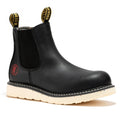 Rockrooster Capitola men's 6-inch black steel toe wedge work boots with rugged design and sturdy sole.