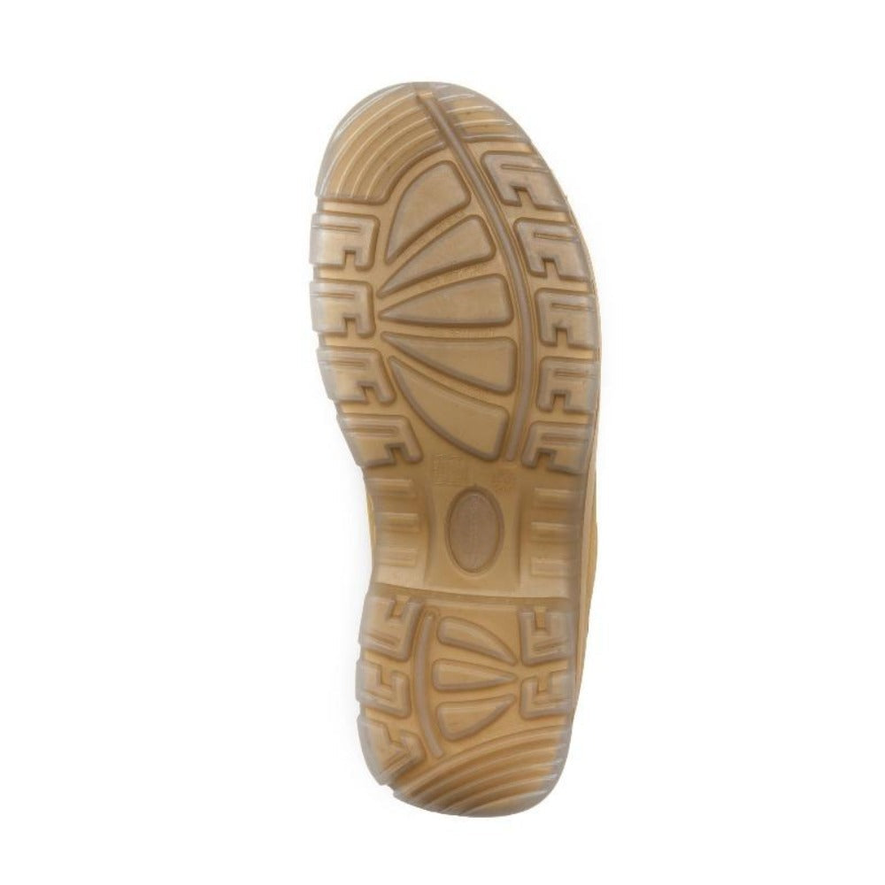Rockrooster Cortez Tan 6-inch zip-sided steel-toe leather work boots with sturdy soles and reinforced toe caps.