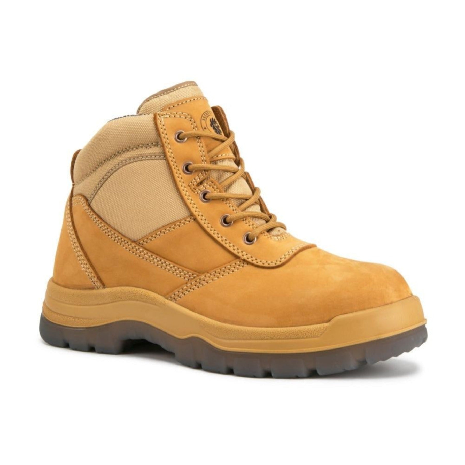 Rockrooster Cortez Tan 6-inch zip-sided steel-toe leather work boots with sturdy design and reinforced toe cap.