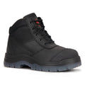 Rock Rooster Crisson Black 6-inch zip-sided steel toe leather work boots with durable construction and sturdy design.