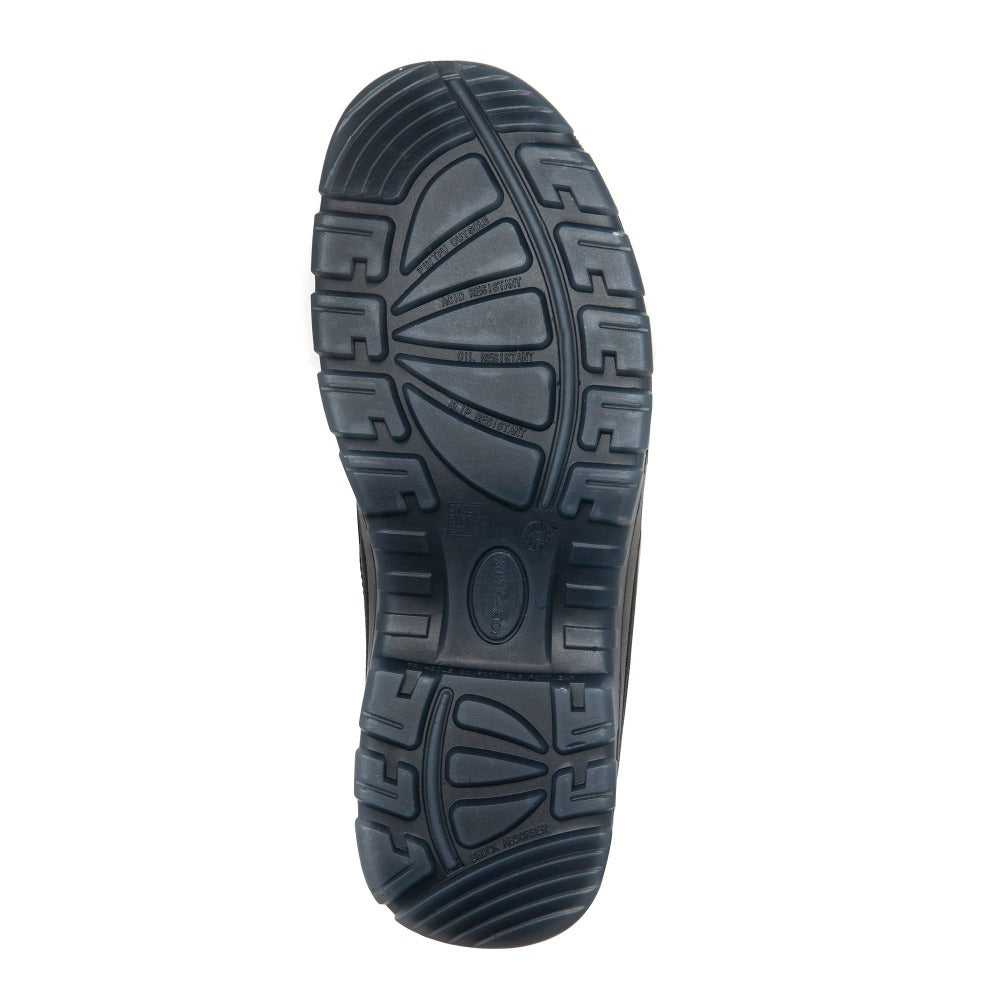 Rock Rooster Crisson Black 6-inch zip-sided steel toe leather work boots showing sturdy design and durable leather material.