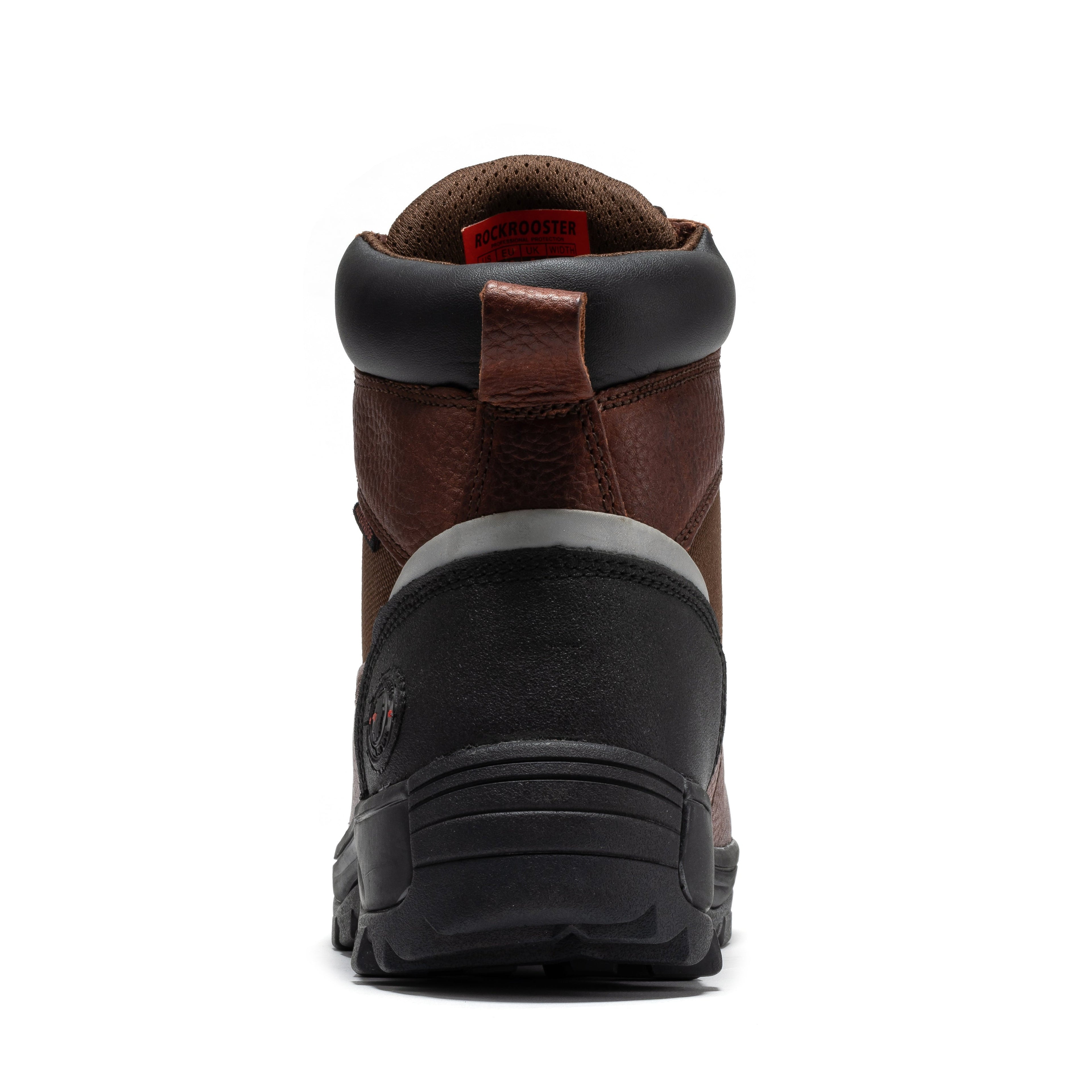 Rockrooster Daviston 6-inch brown waterproof work boots with composite toe, sturdy leather construction, and rugged outsole.
