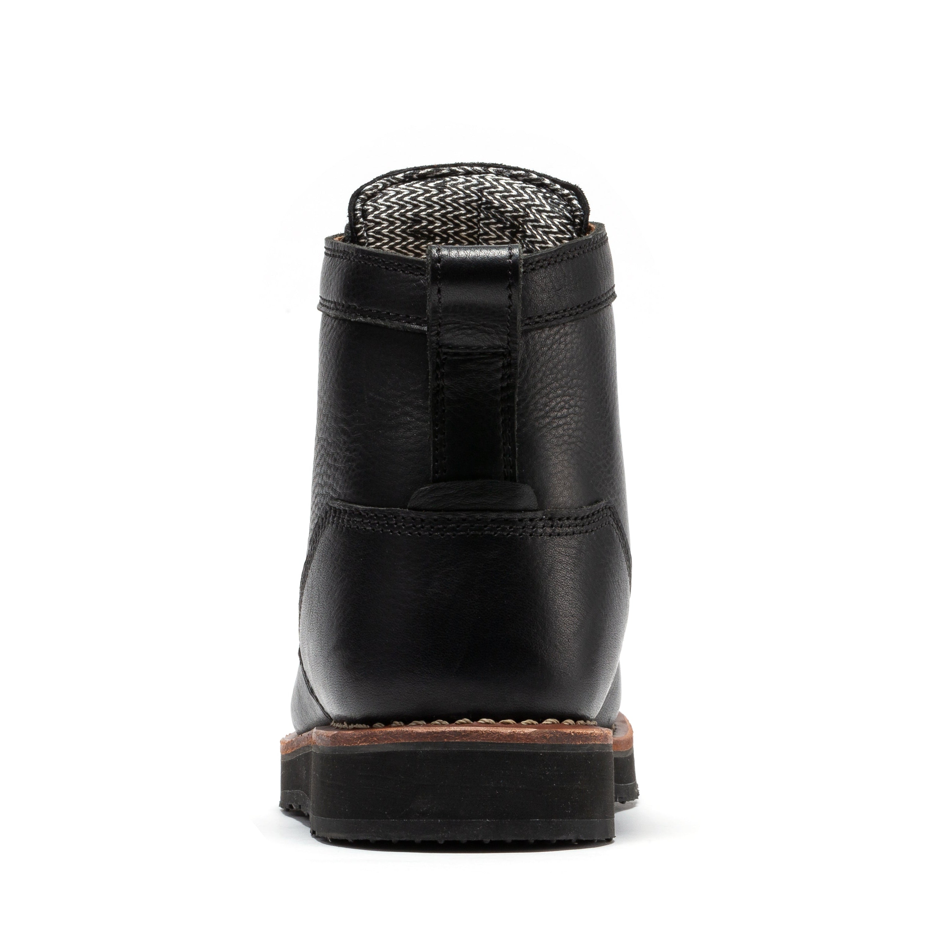 Black Steel Toe Work Boots from Rock Rooster Edgewood line, 6-inch men's wedge work boots with sturdy design and durable black leather.