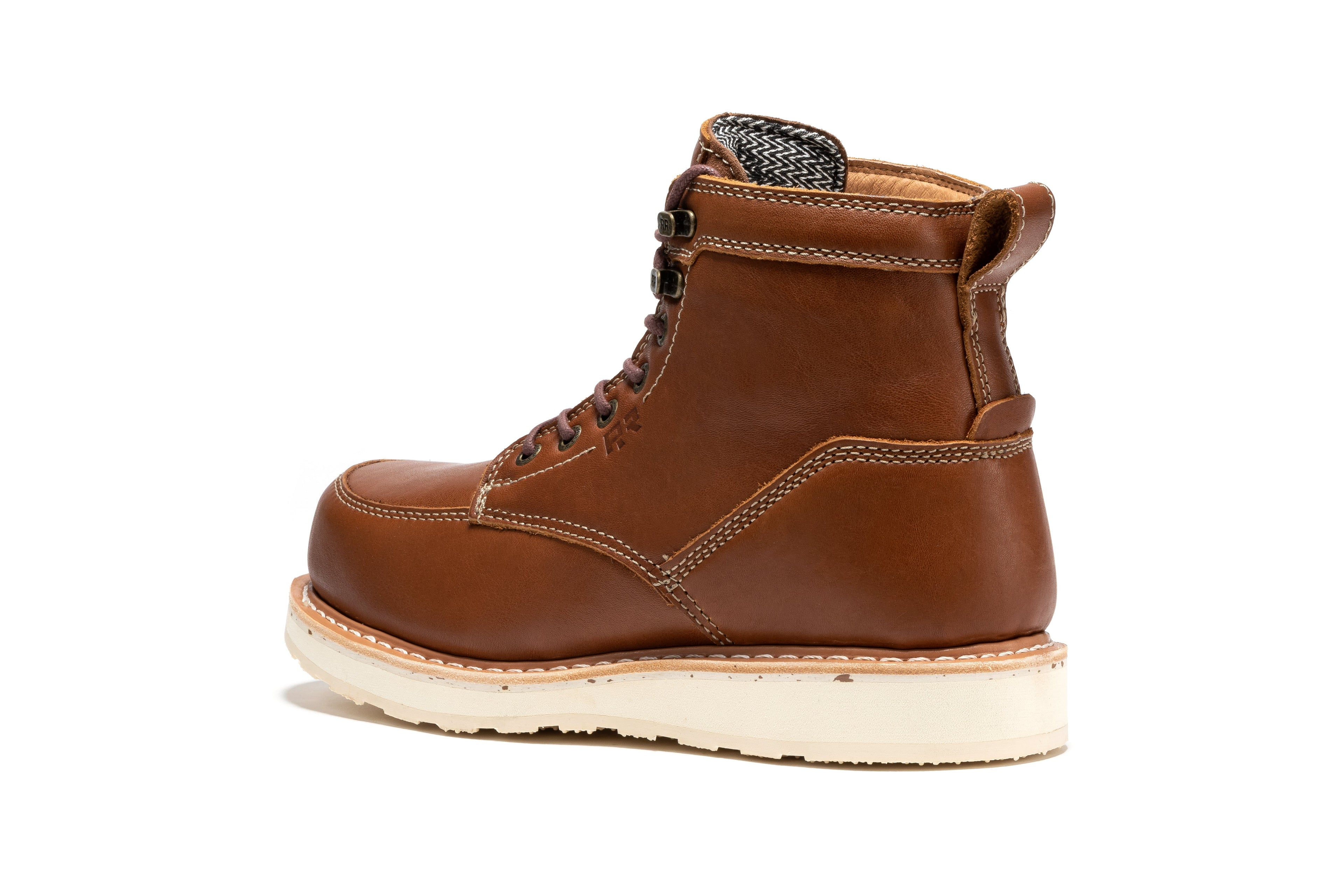 Black steel toe work boots for men featuring a 6-inch wedge design by ROCKROOSTER Edgewood brand.