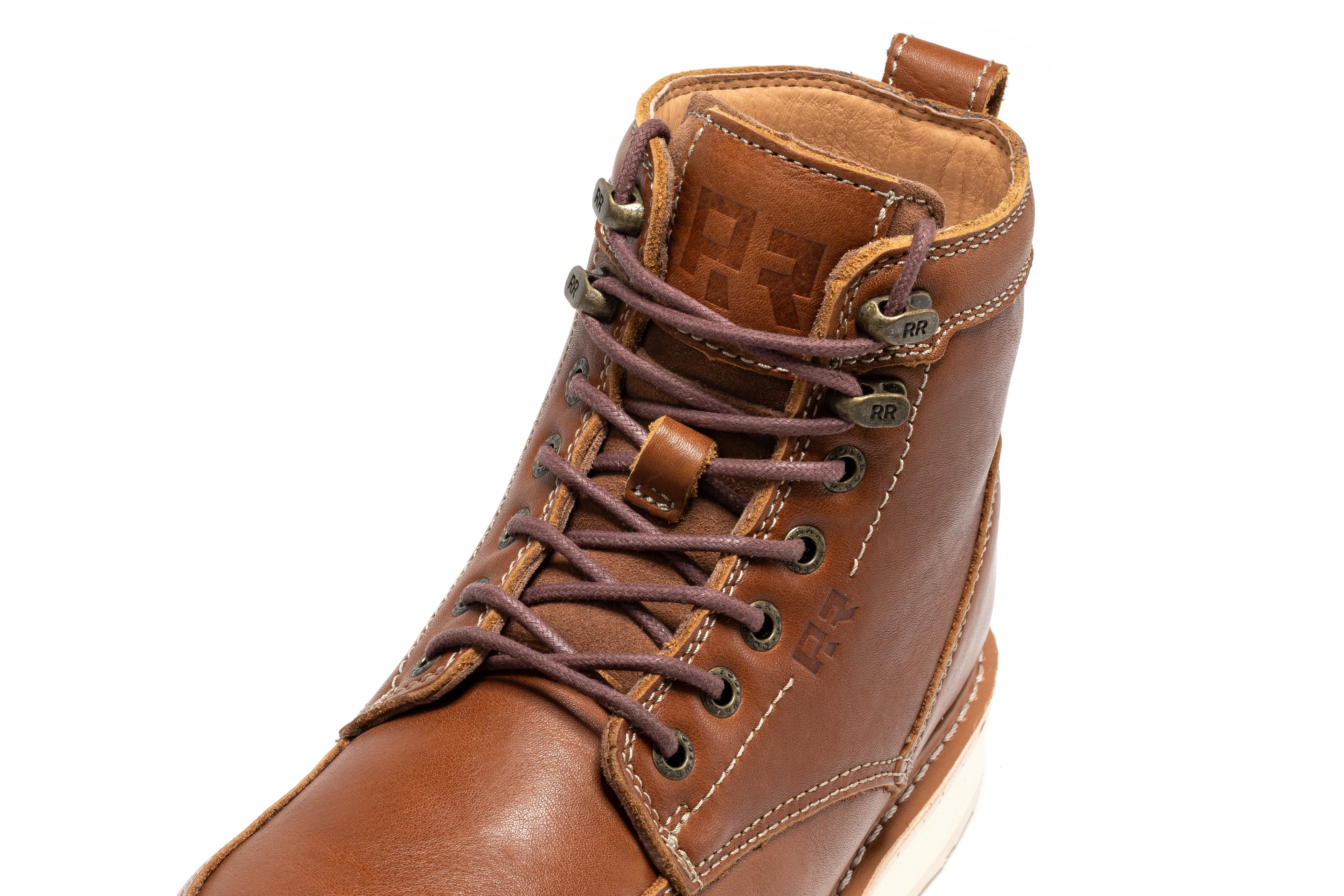 Black steel toe Edgewood men's work boots by Rock Rooster with 6-inch wedge sole and rugged design.