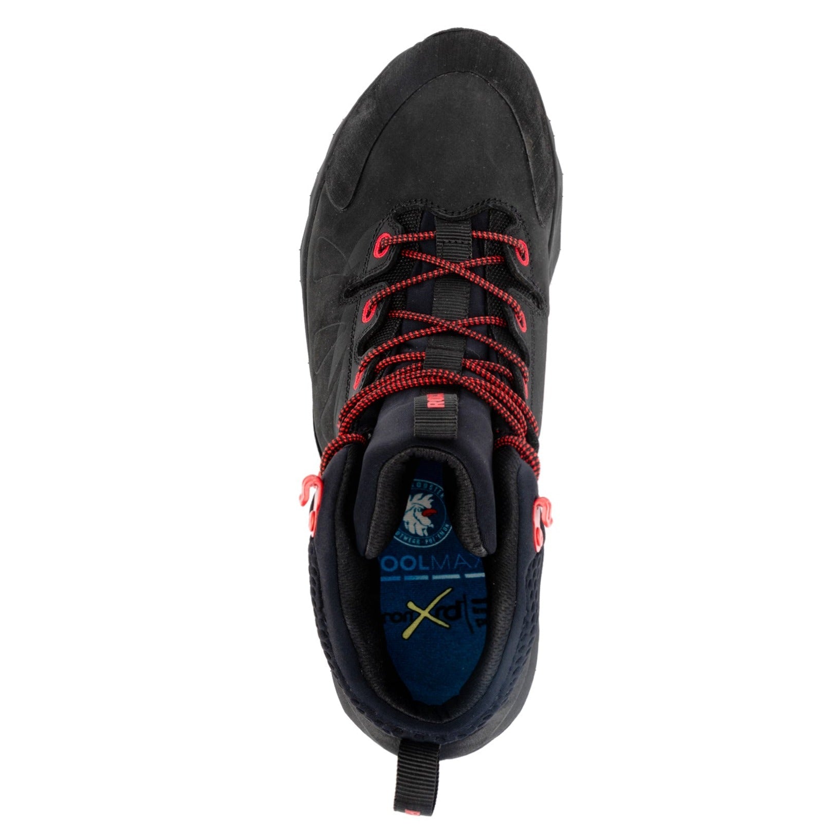 RockROOSTER Farmington black 6-inch waterproof hiking boots with VIBRAM outsole and rugged leather design.